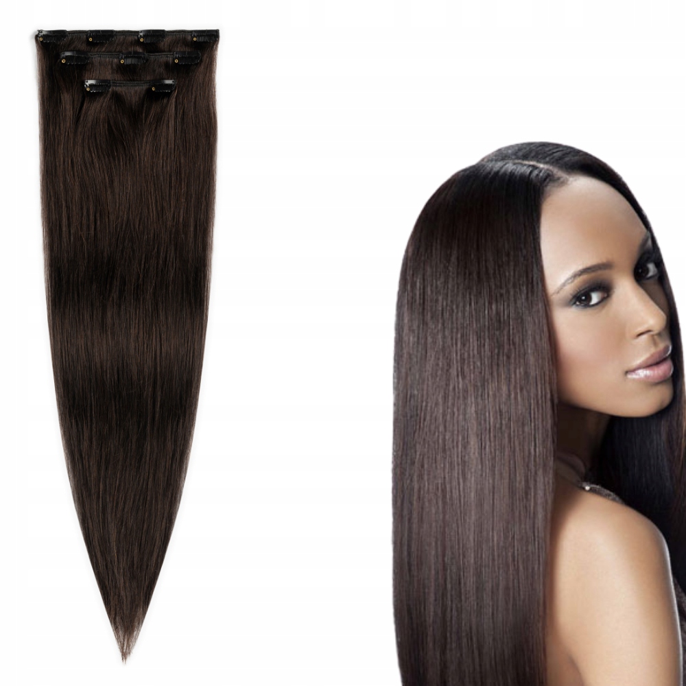 Přírodní vlasy Clip In 3 pásky 60 cm #1B
