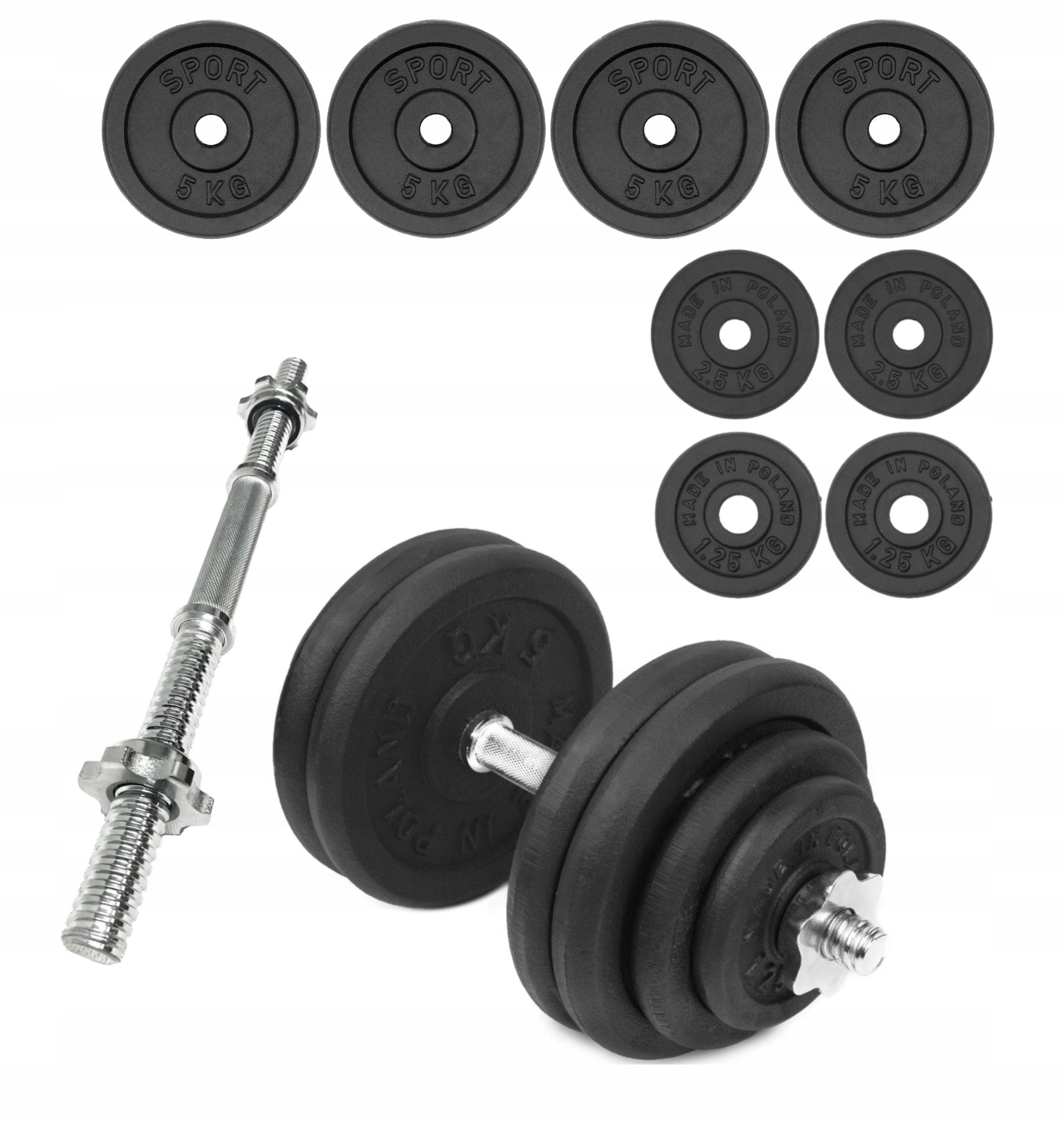 

Hantla Żeliwna 1x30kg hantel 30 kg gryf obciążenie