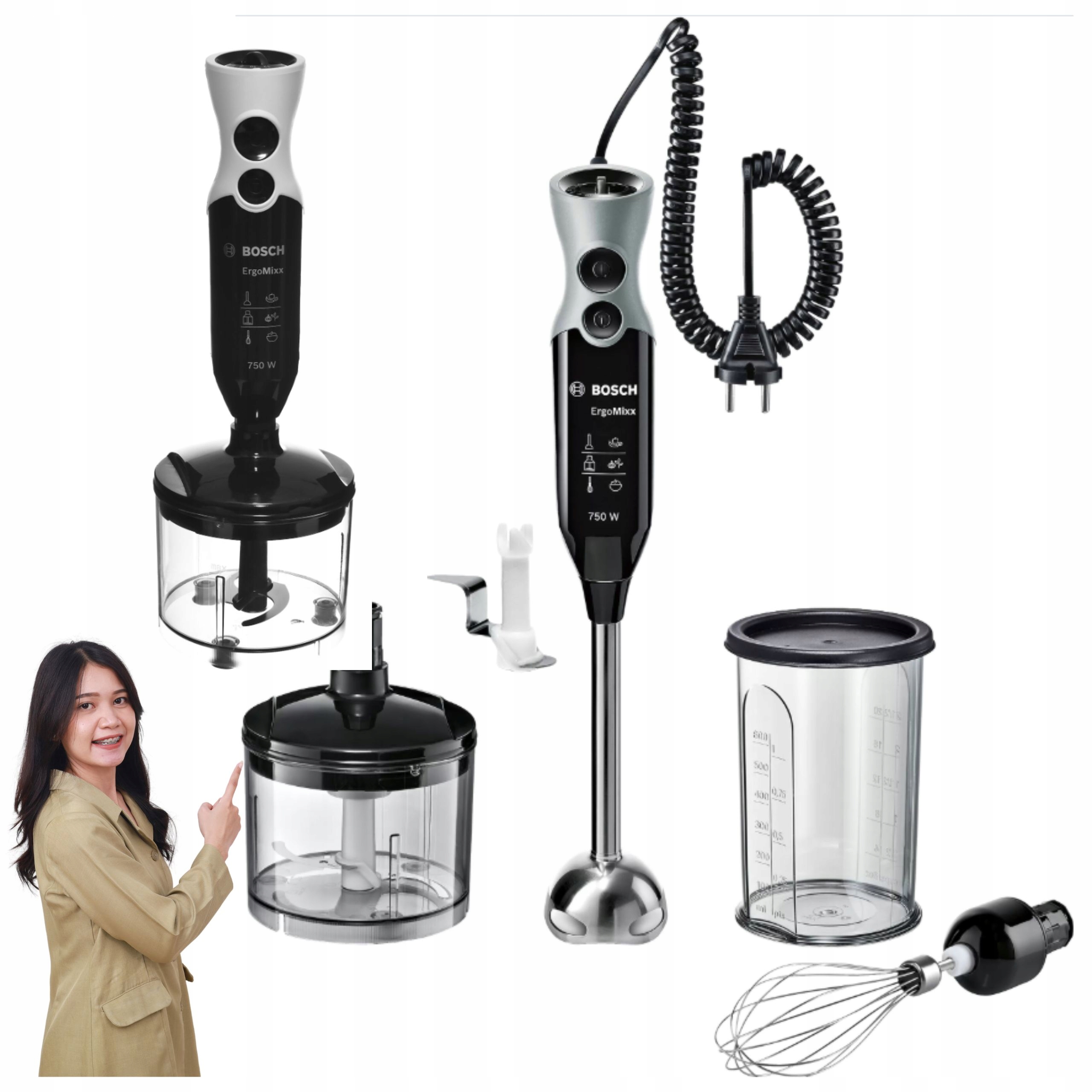 Blender Ręczny Bosch Wielofunkcyjny 750 W Rozdrabniacz Końcówka Do Ubijania