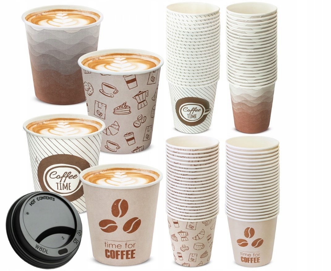 KUBKI PAPIEROWE do KAWY HERBATY + WIECZKO x100