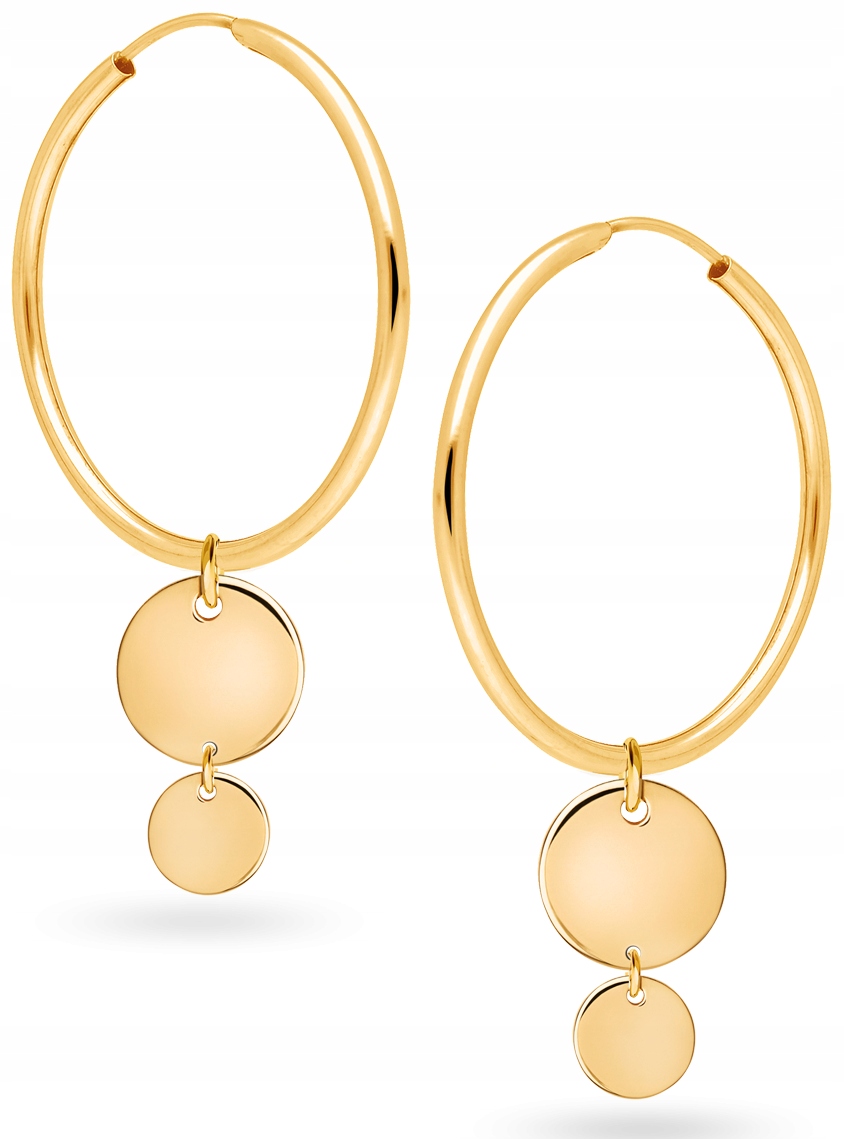 PIĘKNE ZŁOTE KOLCZYKI WISZĄCE KÓŁKA 333