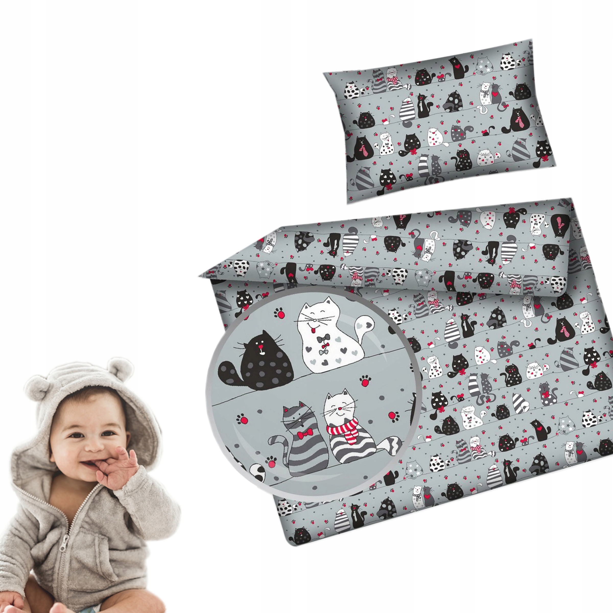

Pościel Dla Dzieci - Koty Szaro Czerwony Komplet