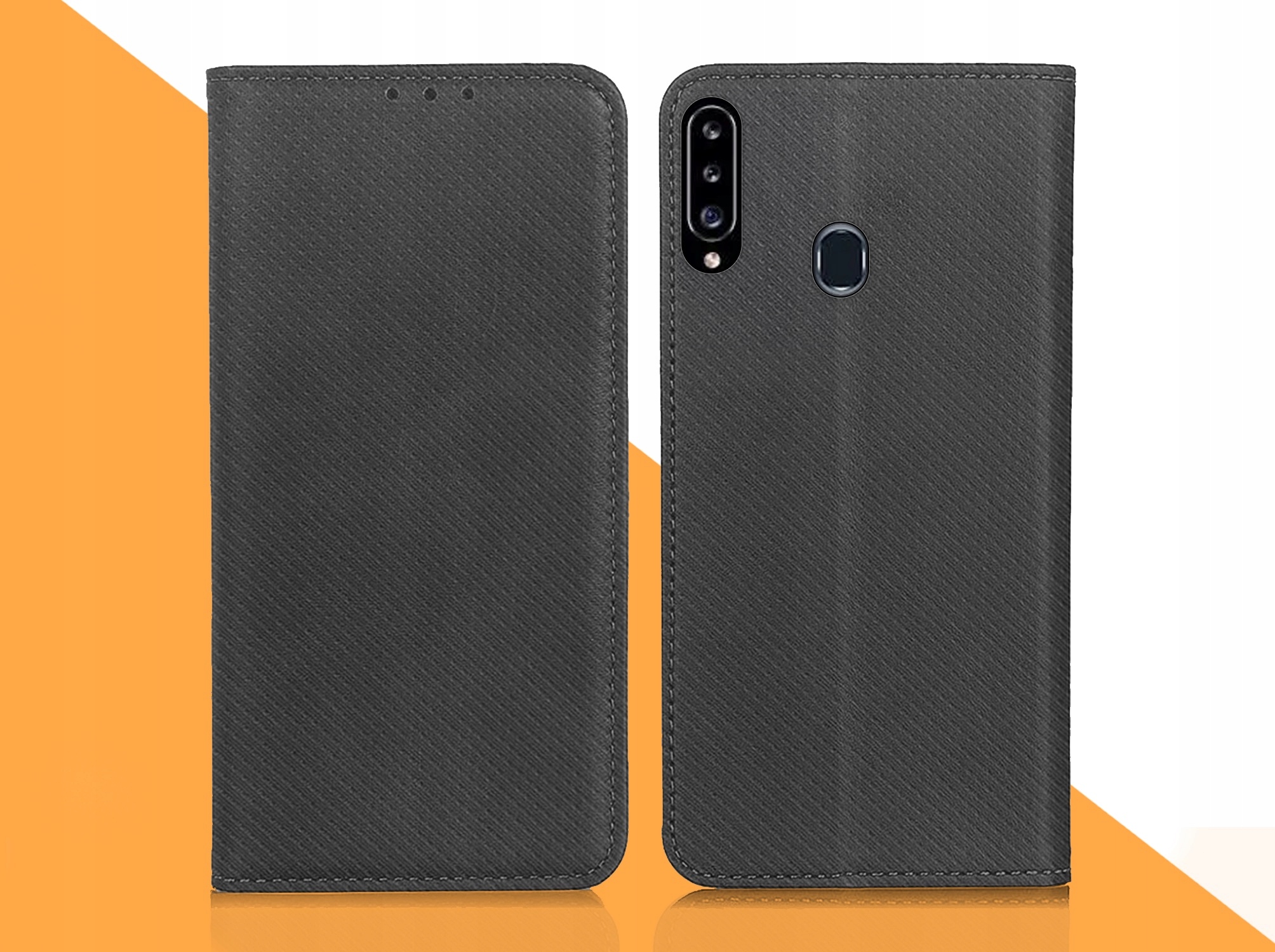 ETUI Z KLAPKĄ DO SAMSUNG GALAXY A20S CZARNE ZAMYKANE MAGNETYCZNE + SZKŁO 9H Marka Inna