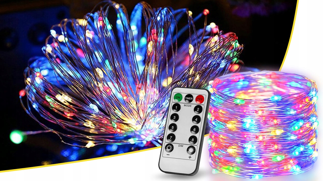 LAMPKI DRUCIKI ŚWIATEŁKA DEKORACYJNE LED NA CHOINKĘ ŚWIĄTECZNE 10M USB Długość sznura 10 m