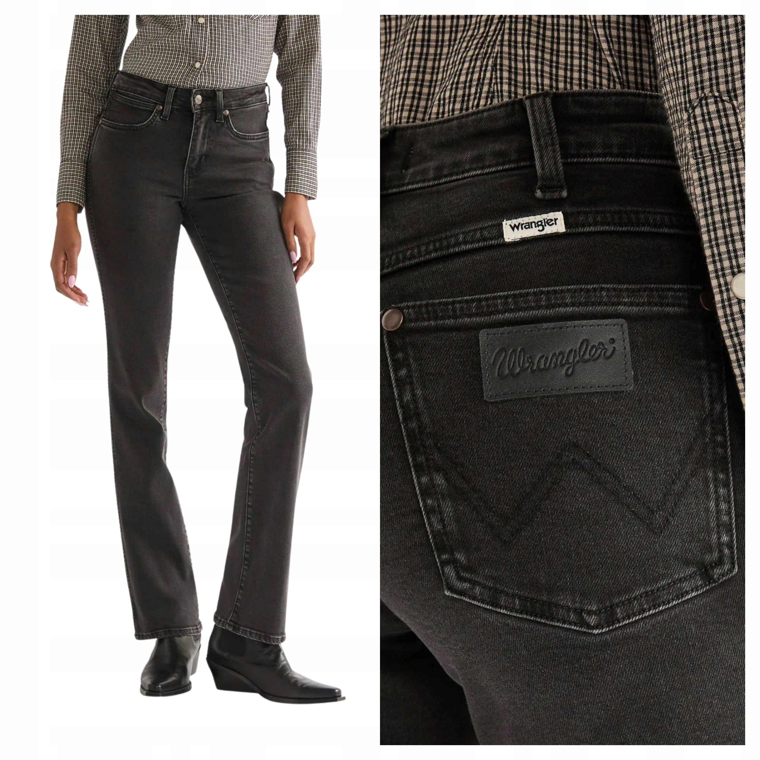 Dámské kalhoty Wrangler Bootcut Černé Džíny Bavlněné zvony W27 L30