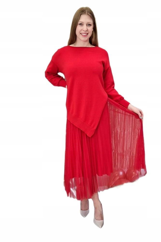 Komplet šatů a svetru Lila Červený Uni