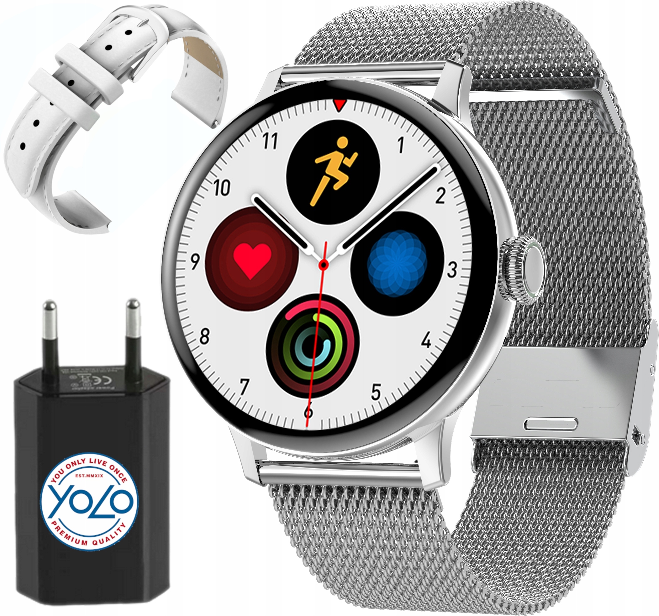 SMARTWATCH ZEGAREK DAMSKI ROZMOWY SMS CIŚNIENIE PL + ŁADOWARKA 1A