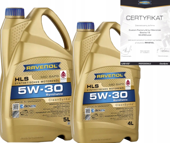 RAVENOL HLS 5W30 9L BMW LL-04 MB 229.52 GM DEXOS2 + ZAWIESZKA
