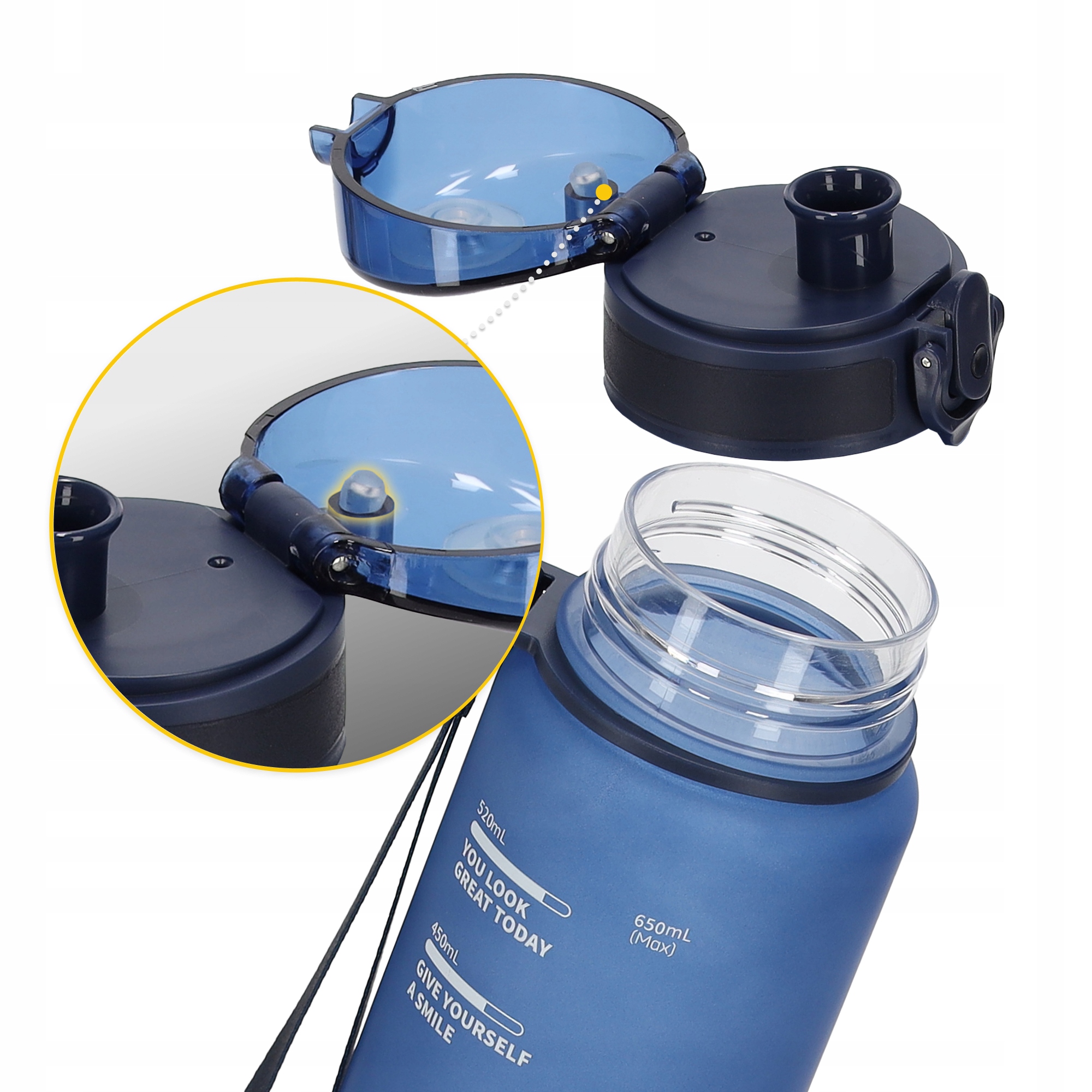 BUTELKA BIDON NA WODĘ NAPÓJ TRITANOWA SZCZELNA SPORTOWA Z PODZIAŁKĄ 650 ml Marka 4FIZJO