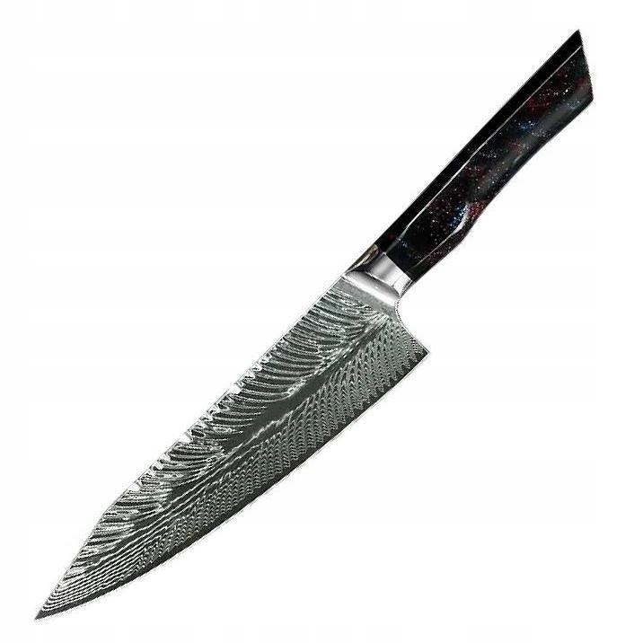 Damaškový kuchynský nôž Yoru Kiritsuke Chef/Červená/Modrá KP-37406