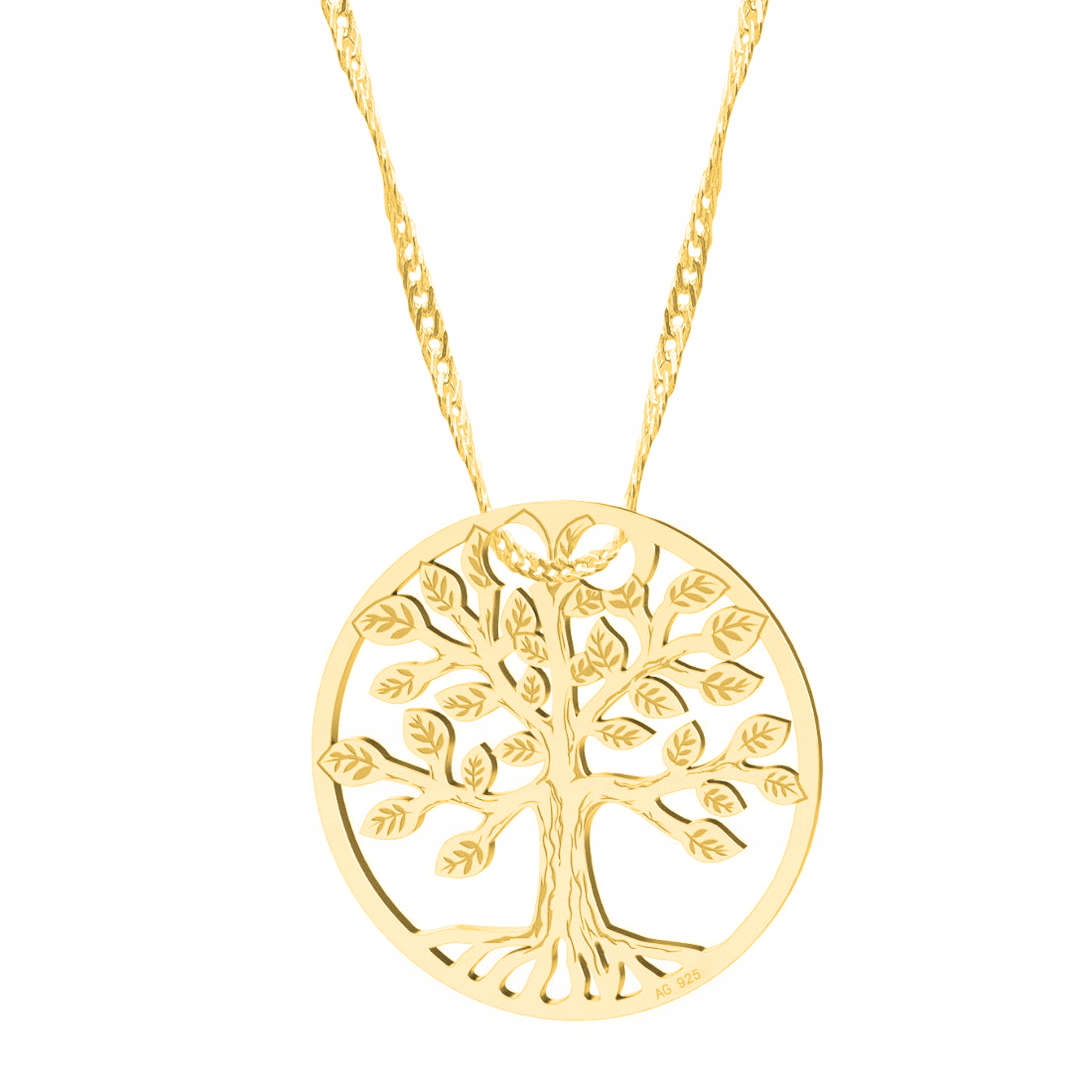 

Łańcuszek złoty naszyjnik 925 Ażurowe Drzewko