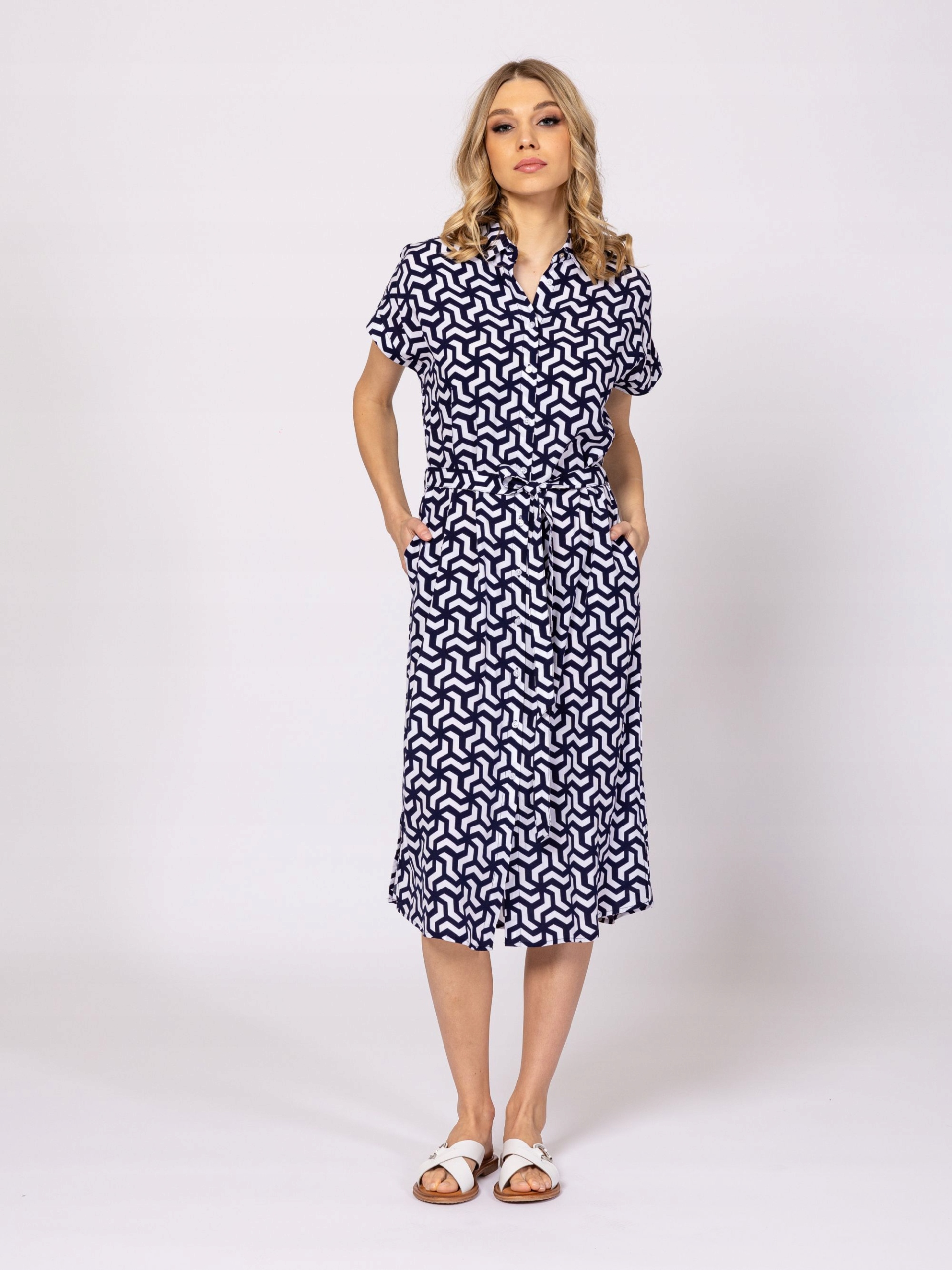 Heavy Tools Letní Šaty MIDI VAELINAS25 Triangle Tmavě Modrá M