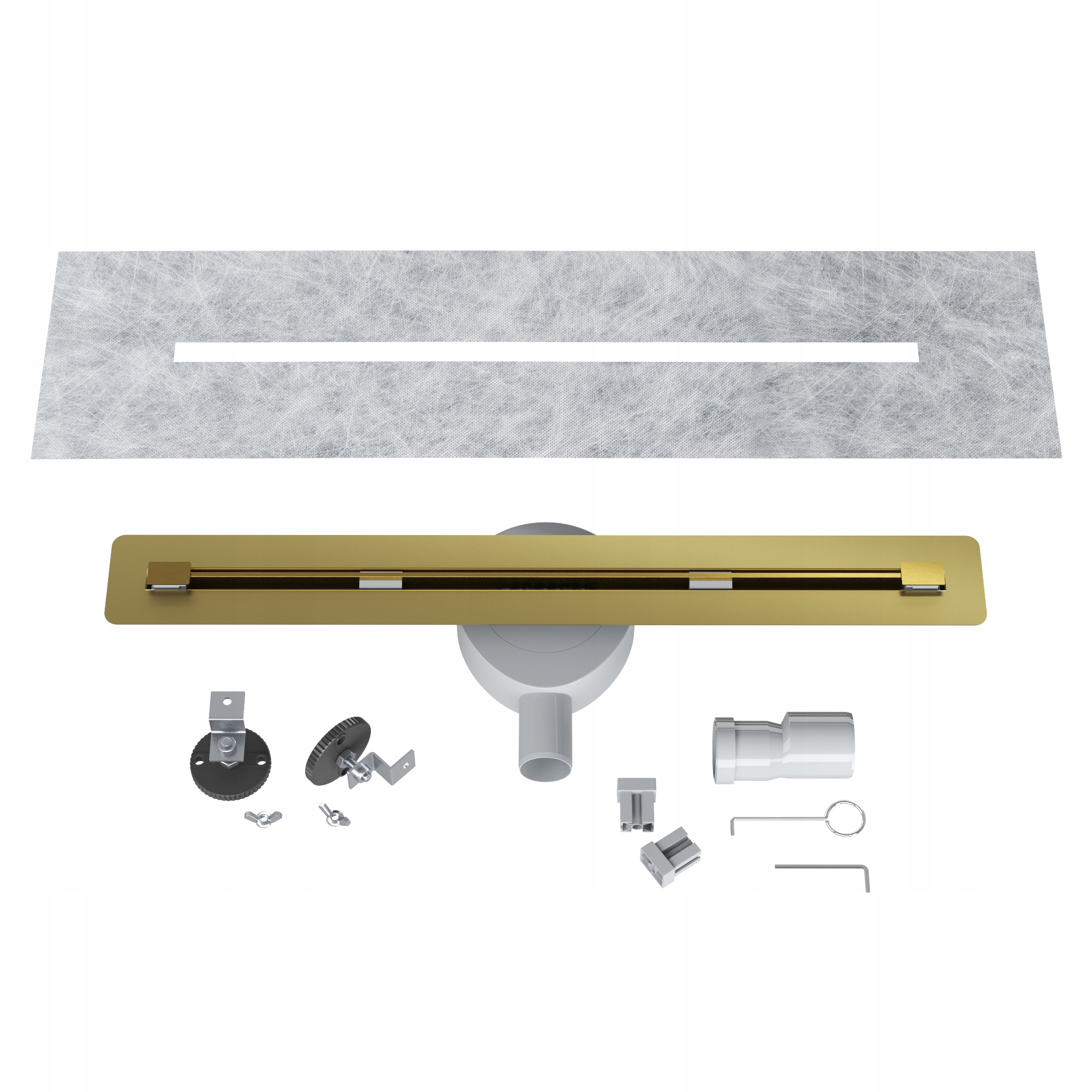 Zlatý Lineárny Odtok Pod Dlažbu 60 cm Luno Oceľ Sifón Sprcha Sprchová Vanička