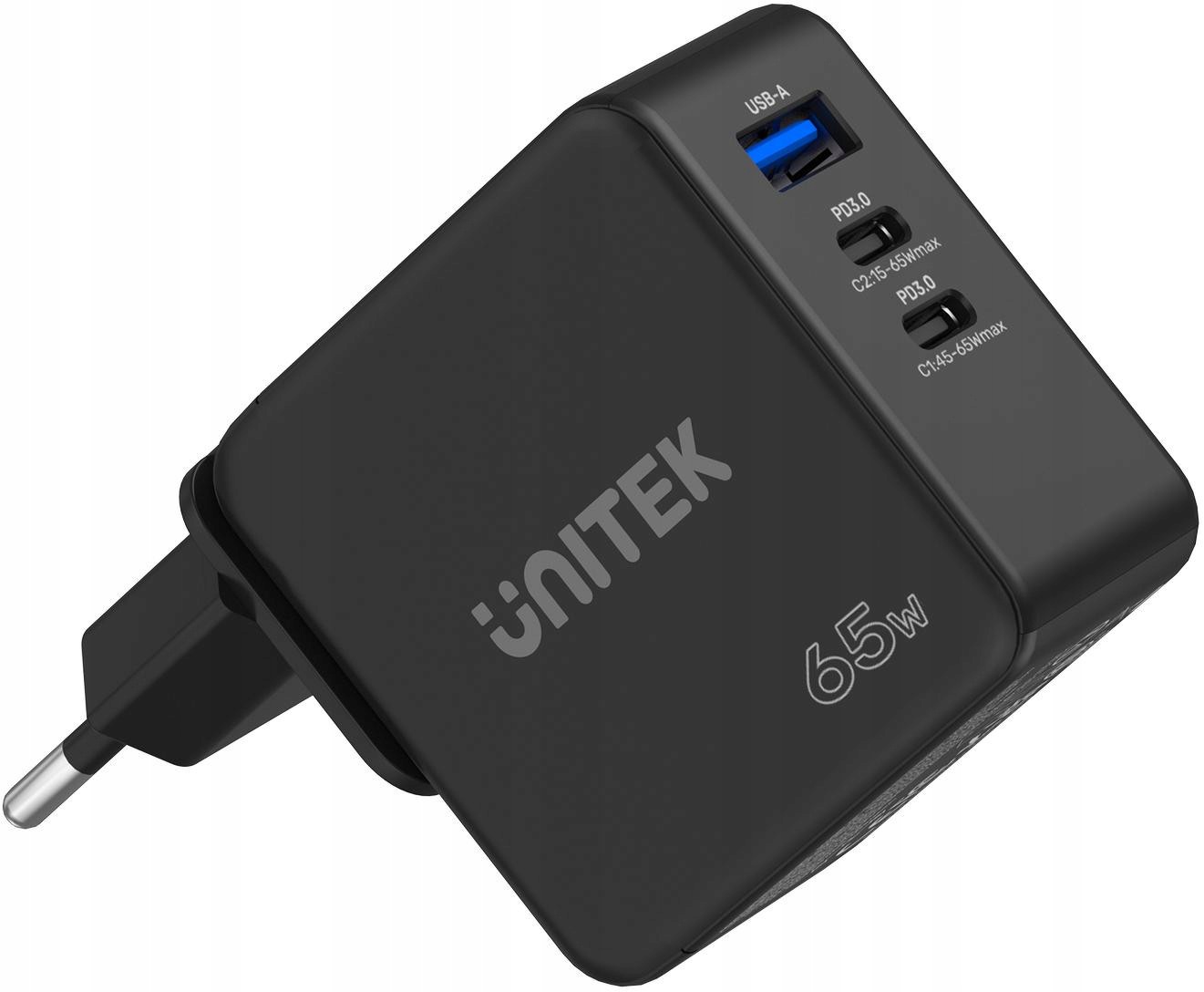 Ładowarka sieciowa Unitek 65W GaN Quick Charge (2x Usb-c Pd Usb-a)