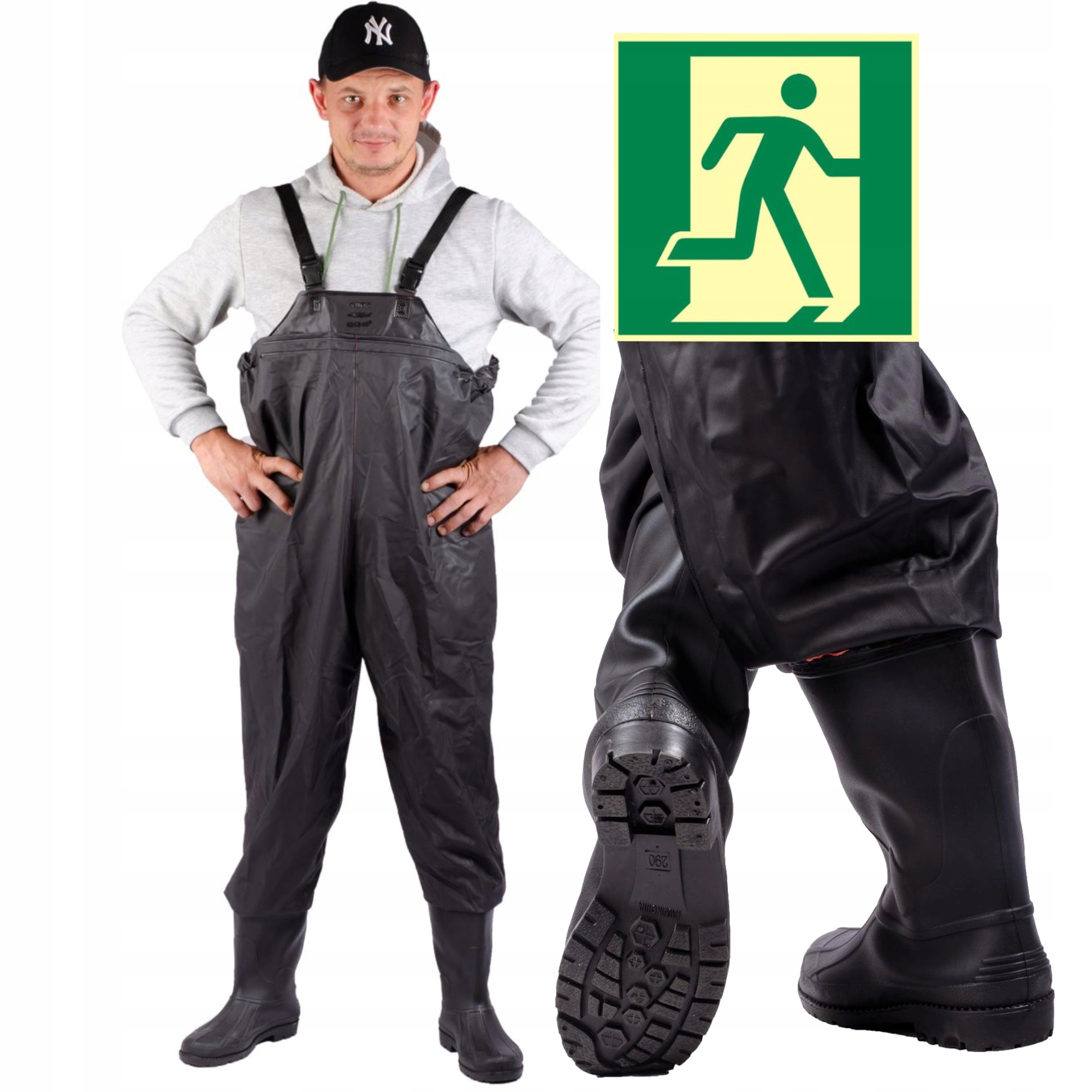 Wodery Spodniobuty Spodnie Wędkarskie R.45 Szelki RYBACKIE ANTYPOŚLIZGOWE Rozmiar 45