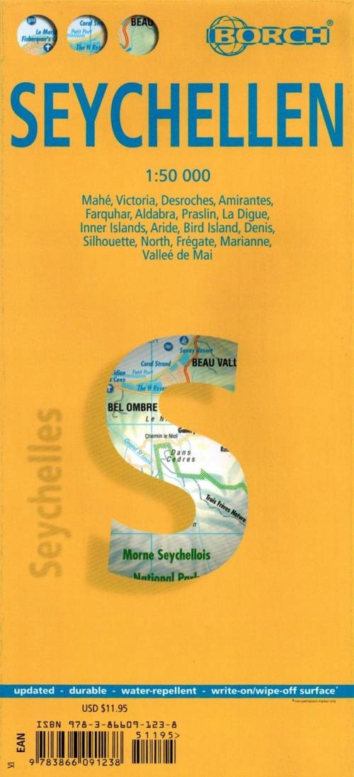 Seszele 1:50t Mapa Turystyczna Drogowa Laminowana