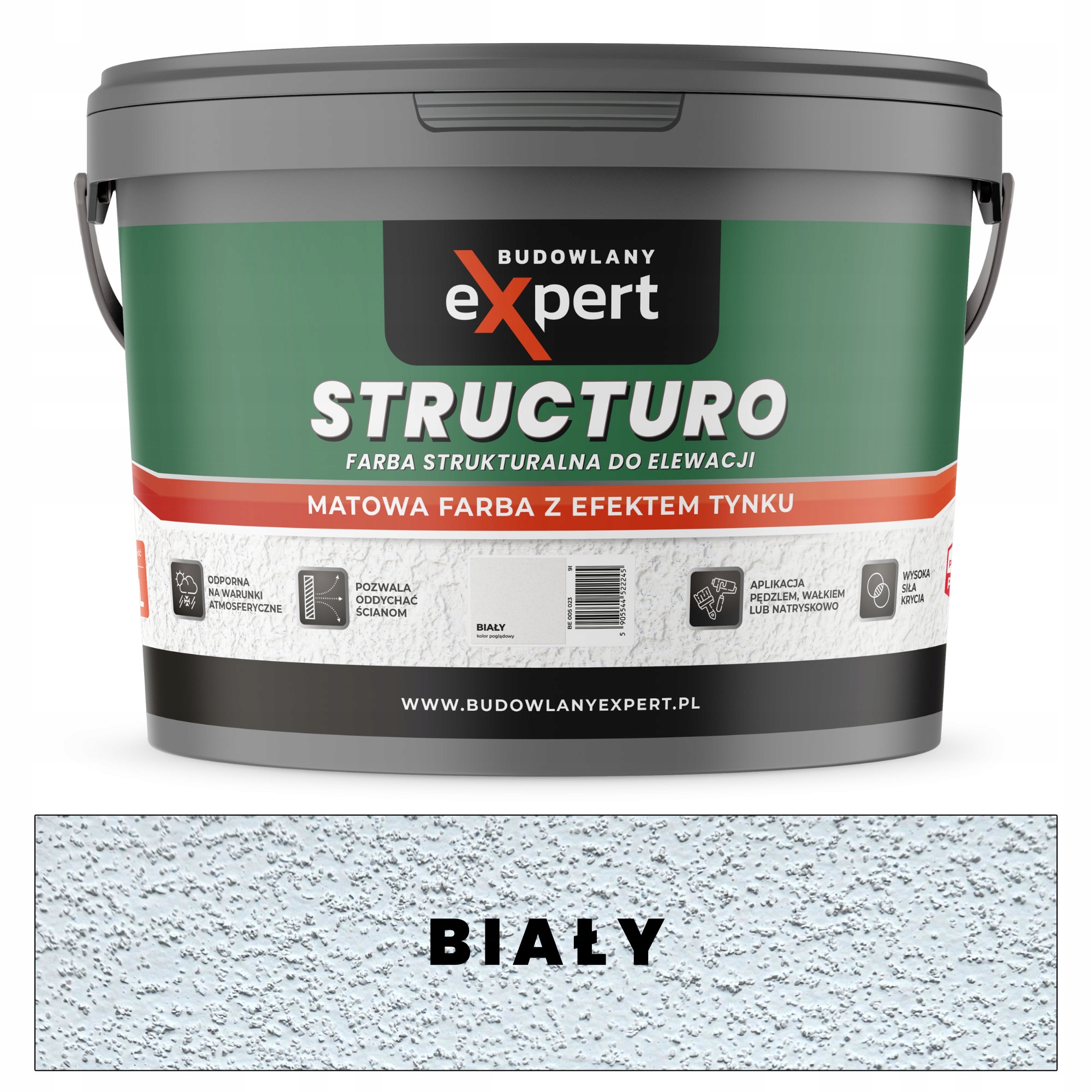 Farba strukturalna elewacyjna ścienna Budowlany Expert 9 l Biała mat