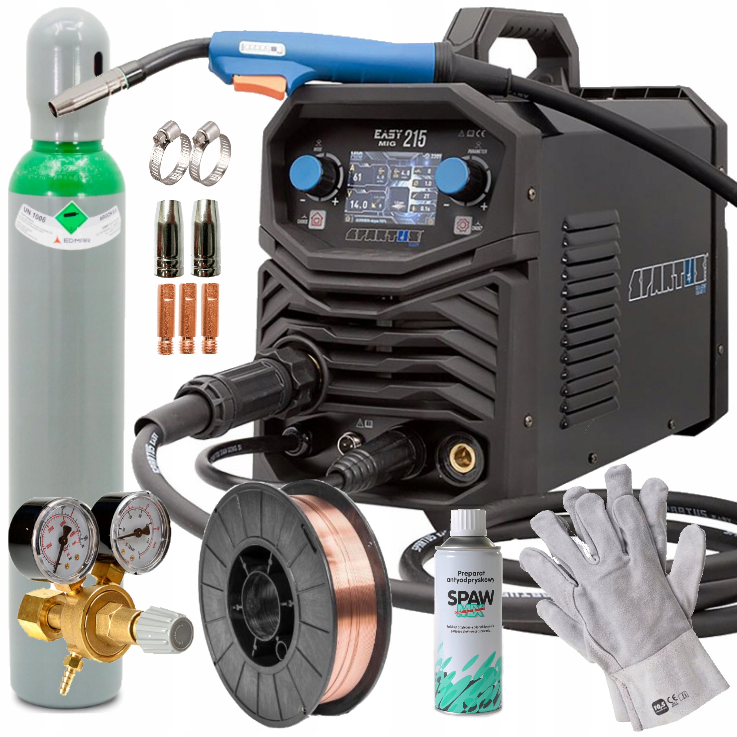 MIGOMAT Spawarka 3W1 SPARTUS EASY MIG 215 + pakiet (EasyMig 215) • Cena