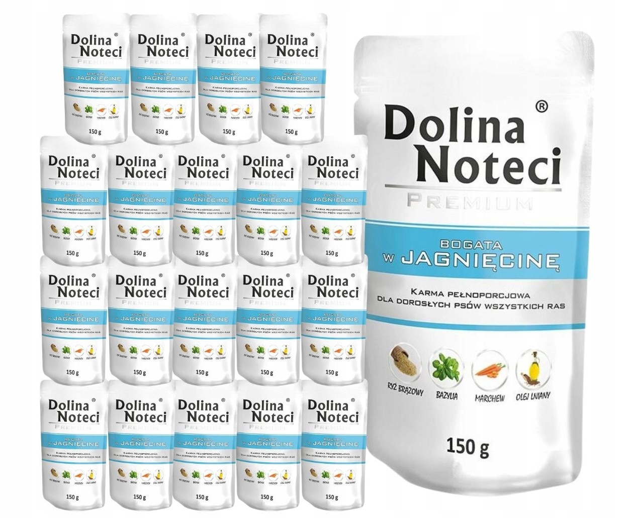Levně Dolina Noteci Premium vlhké krmivo pro psy bohaté na jehněčí 20x150 g