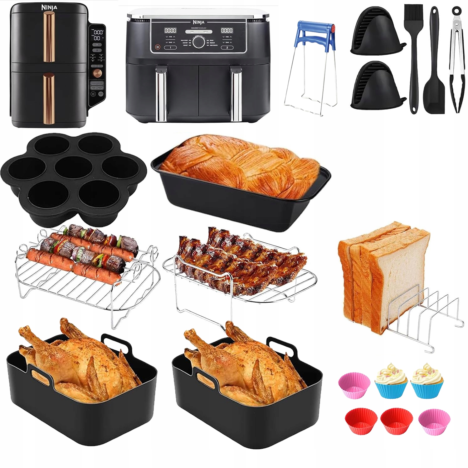 Akcesoria Do Ninja Frytkownicy Air Fryer Szpatułki Wkłady Łapki Zestaw 19EL