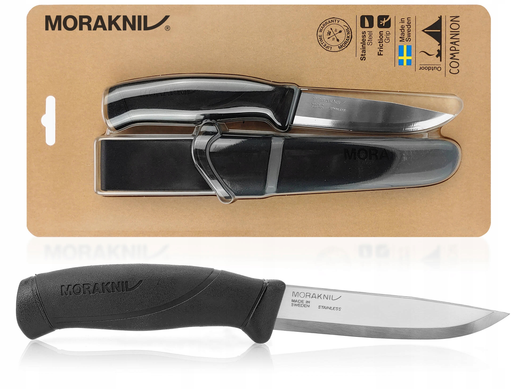 Nóż turystyczny outdoorowy do prac obozowych Mora Companion stal niedrzewna