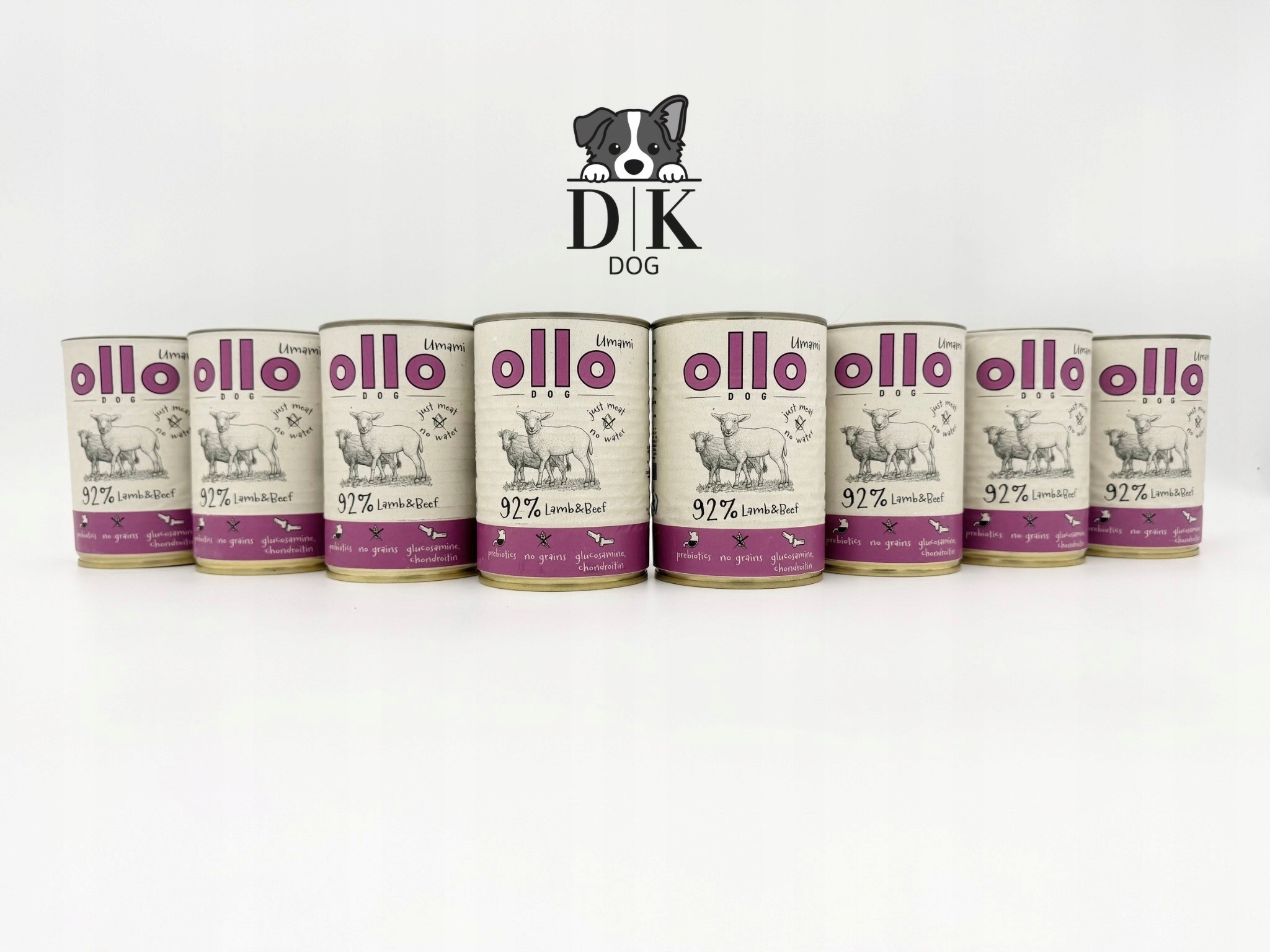 Ollo Umami Jehněčí Hovězí Krmivo Vlhké pro psa Sada 8x400g