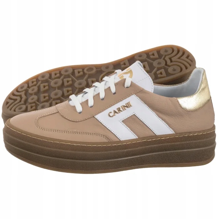 Dámské kožené tenisky na platformě Carinii Béžové B9989