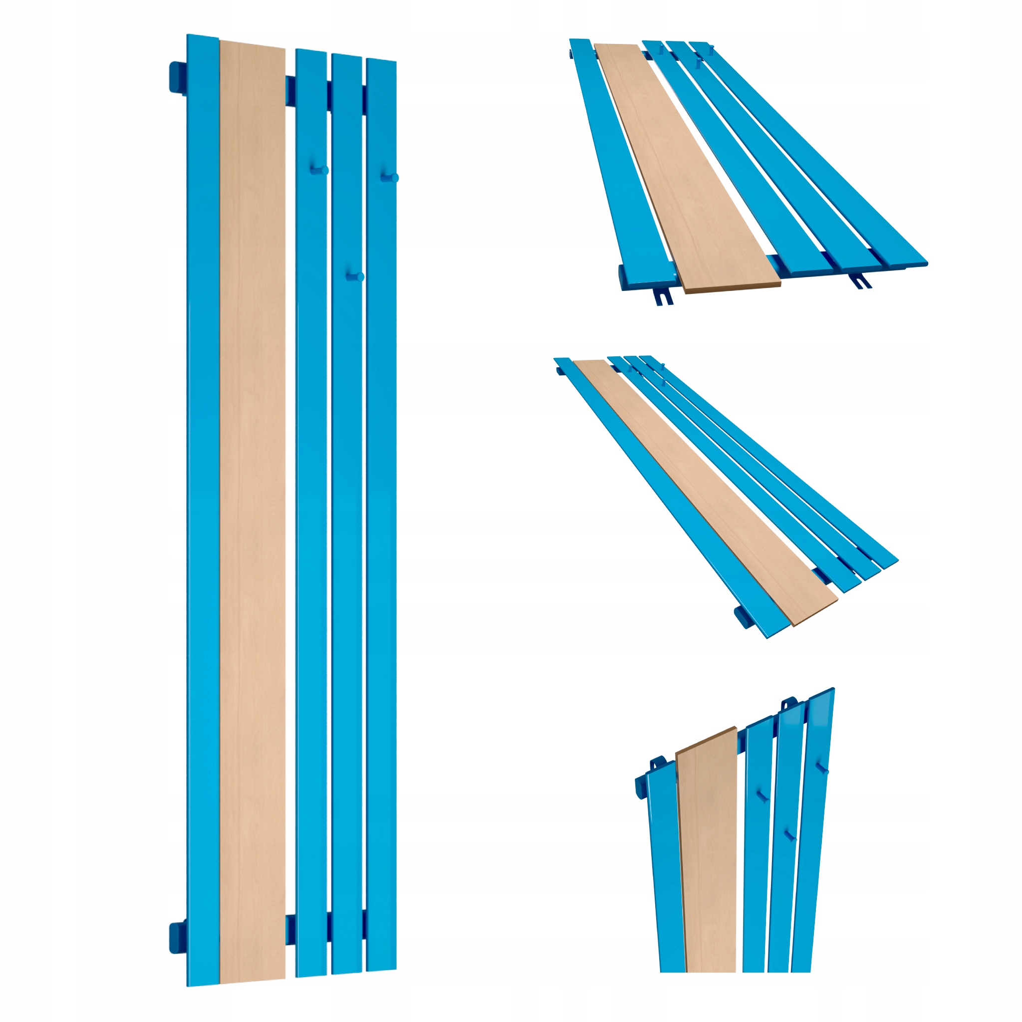 Dekoratívny radiátor s vešiakmi Bello Hook Wood 160x52 Modrý