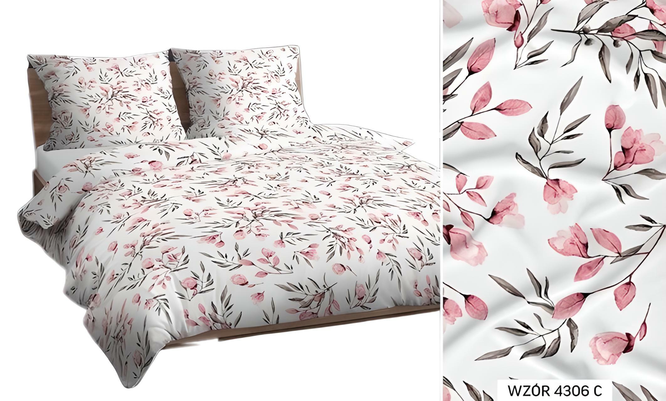 Poszewka 50x60 biała różowa brązowa kwiatki bawełna Max