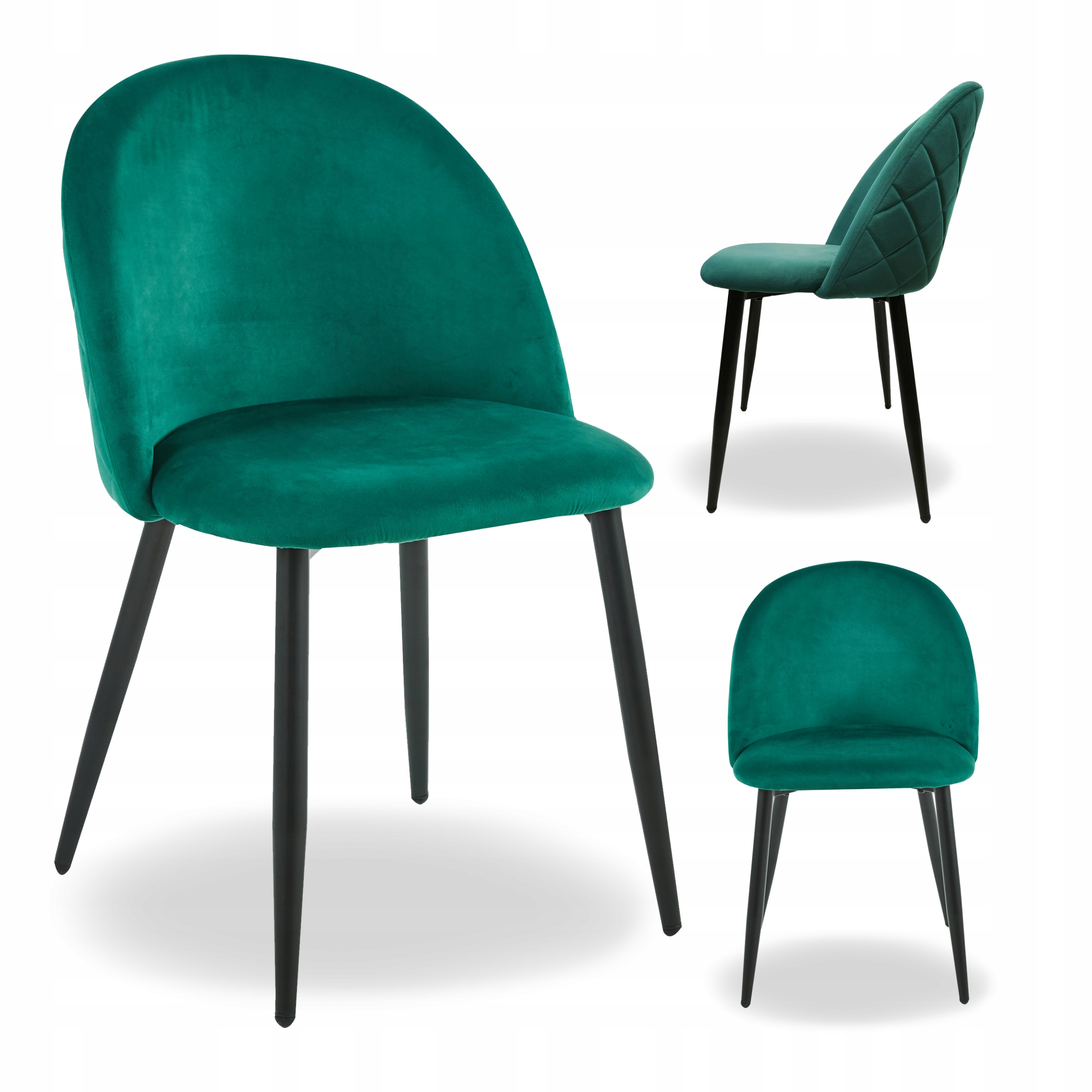 KRZESŁO TAPICEROWANE WELUROWE SALON JADALNIA LOFT GLAMOUR SOFIA ZIELONE Rodzaj nóg Proste