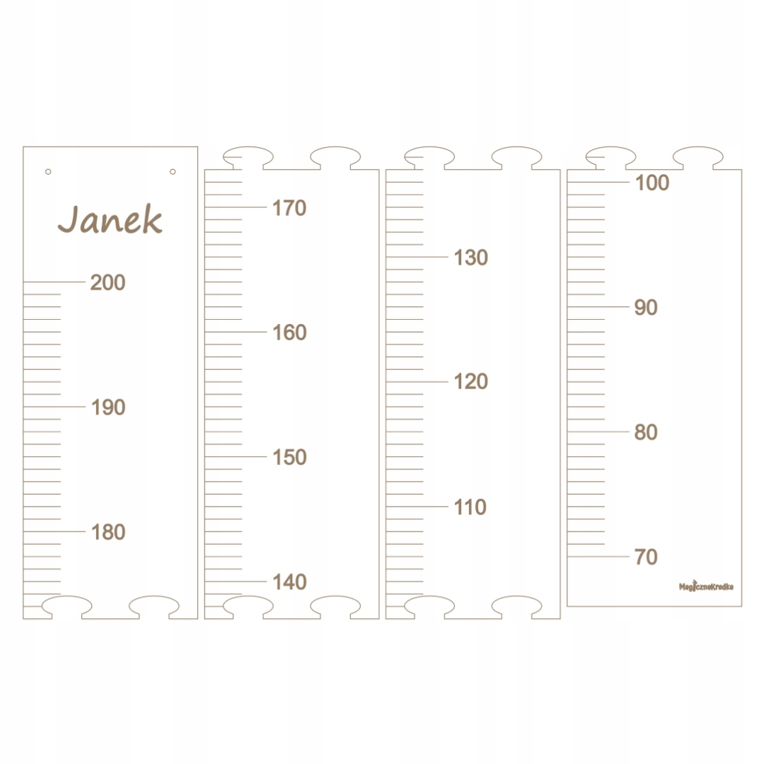 Drewniana miarka wzrostu 70-200cm + IMIĘ dziecka