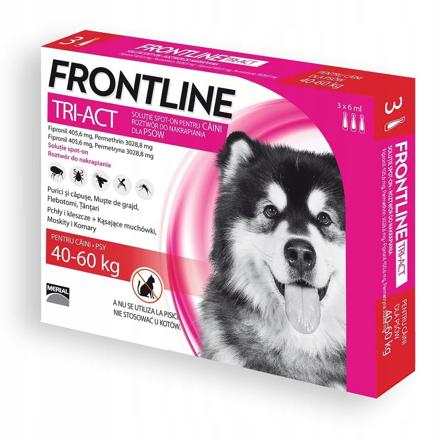 Frontline Tri-Act XL krople na pchły i kleszcze dla psa 40-60 kg 3x6 ml