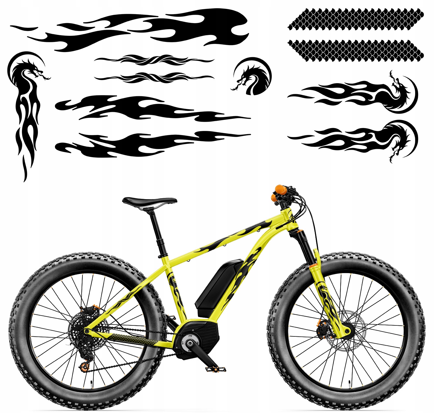 Sada univerzálních Nálepek na kolo Plameny