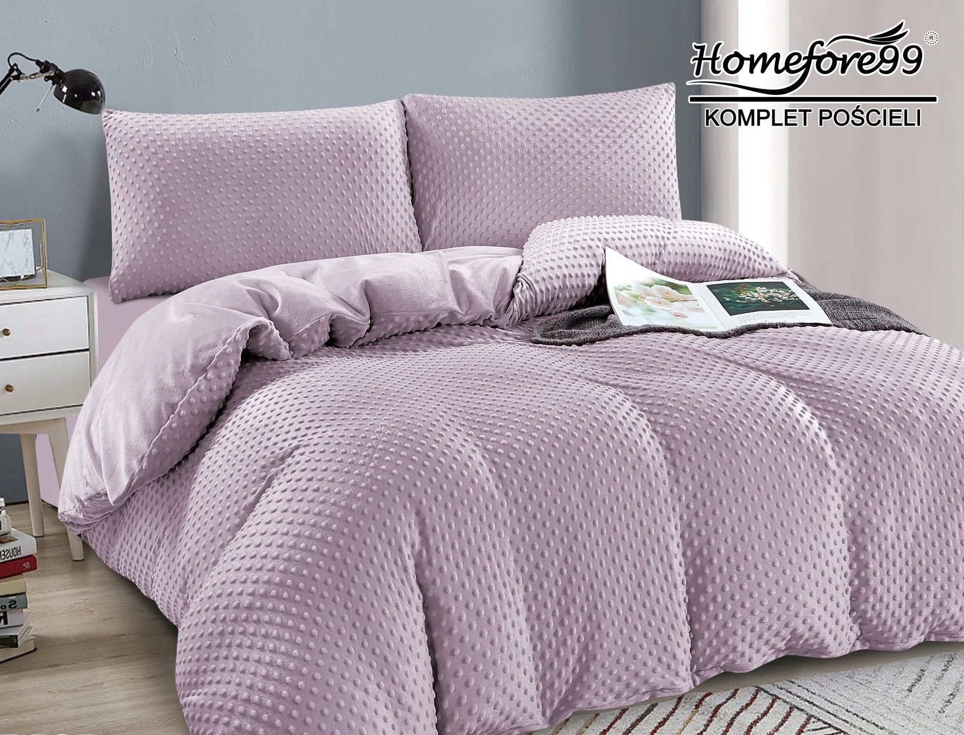 Pościel Mikrofibra Welurowa Minky 160x200 Jasny Fiolet