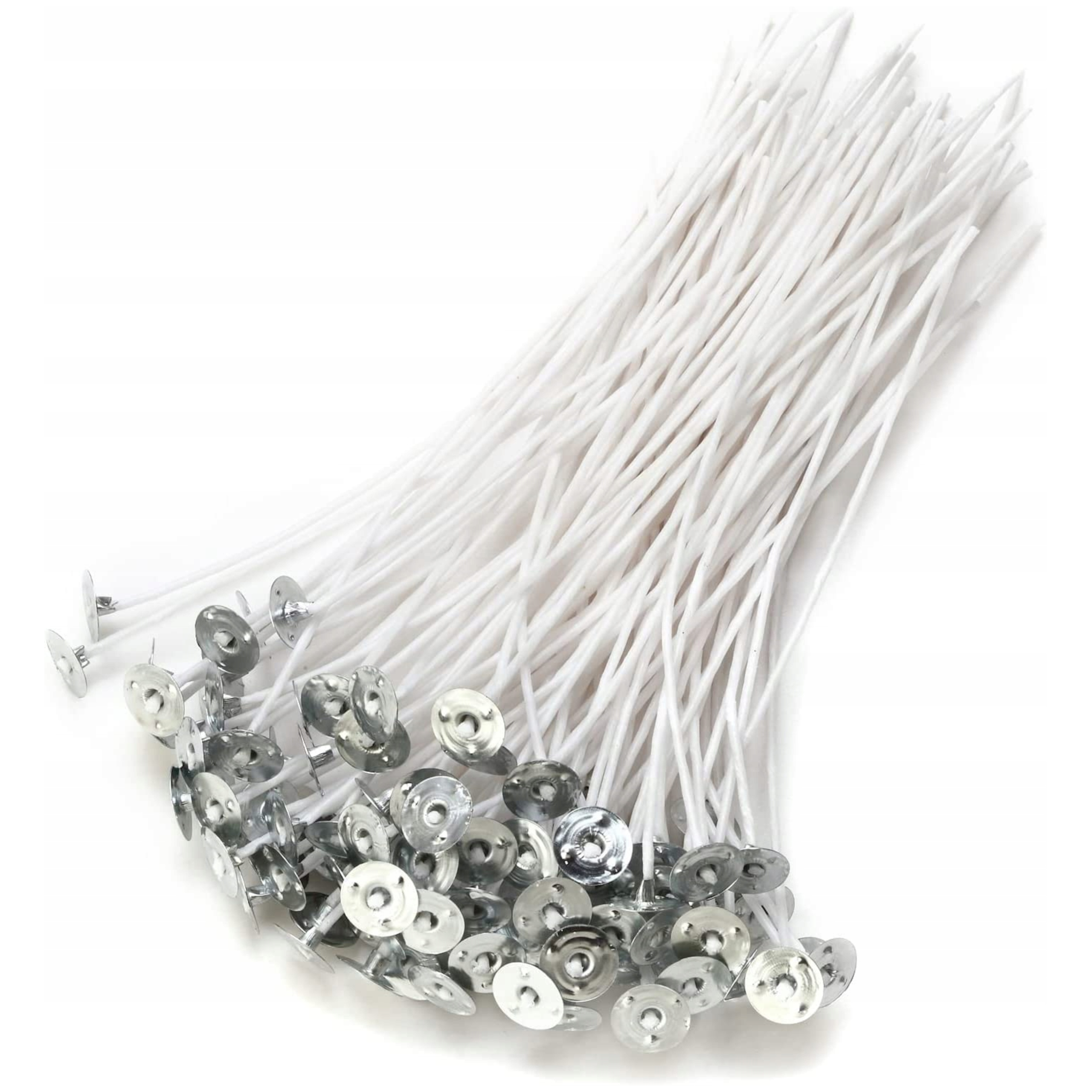 KNOT DO ŚWIEC WOSKU PARAFINY Z BLASZKĄ KNOTY BAWEŁNIANE 10 CM 100 SZTUK