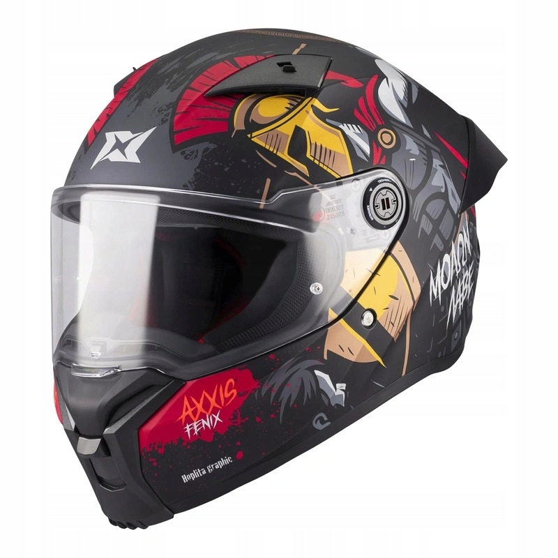 Motocyklová prilba Axxis Fenix Hoplita B5 Matt čierna červená žltá Darčeky