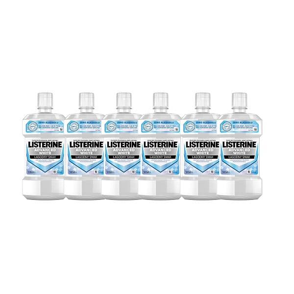 Listerine Advanced White łagodny płyn do płukania ust 500 ml zestaw 6 sztuk