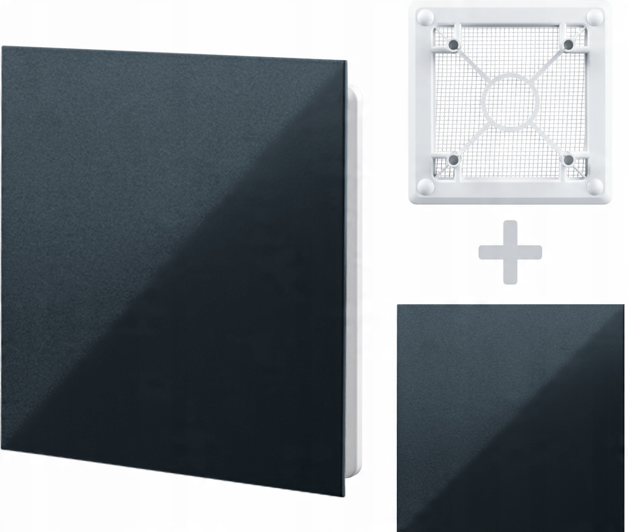 

Kratka Wentylacyjna Kliq Panel Black Pcv 18x18cm