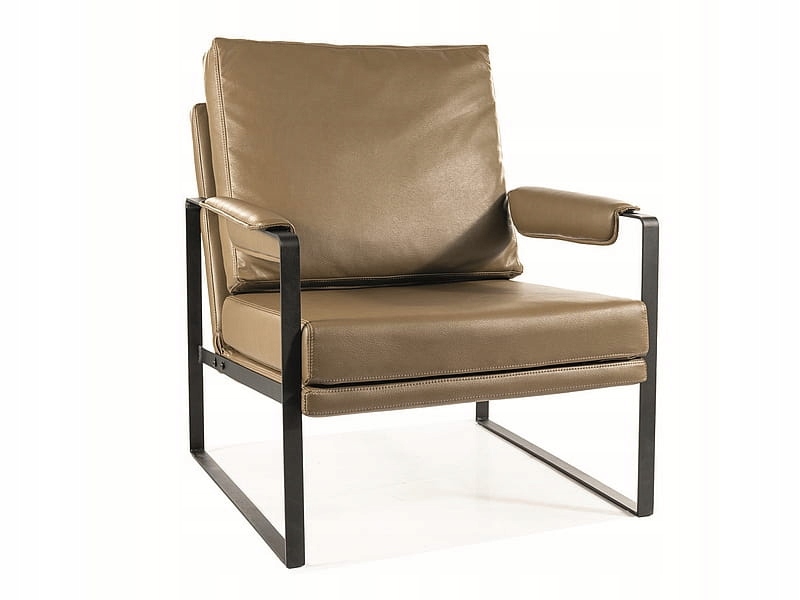 Fotel w stylu retro FOCUS BUFFALO oliwkowy/czarny mat