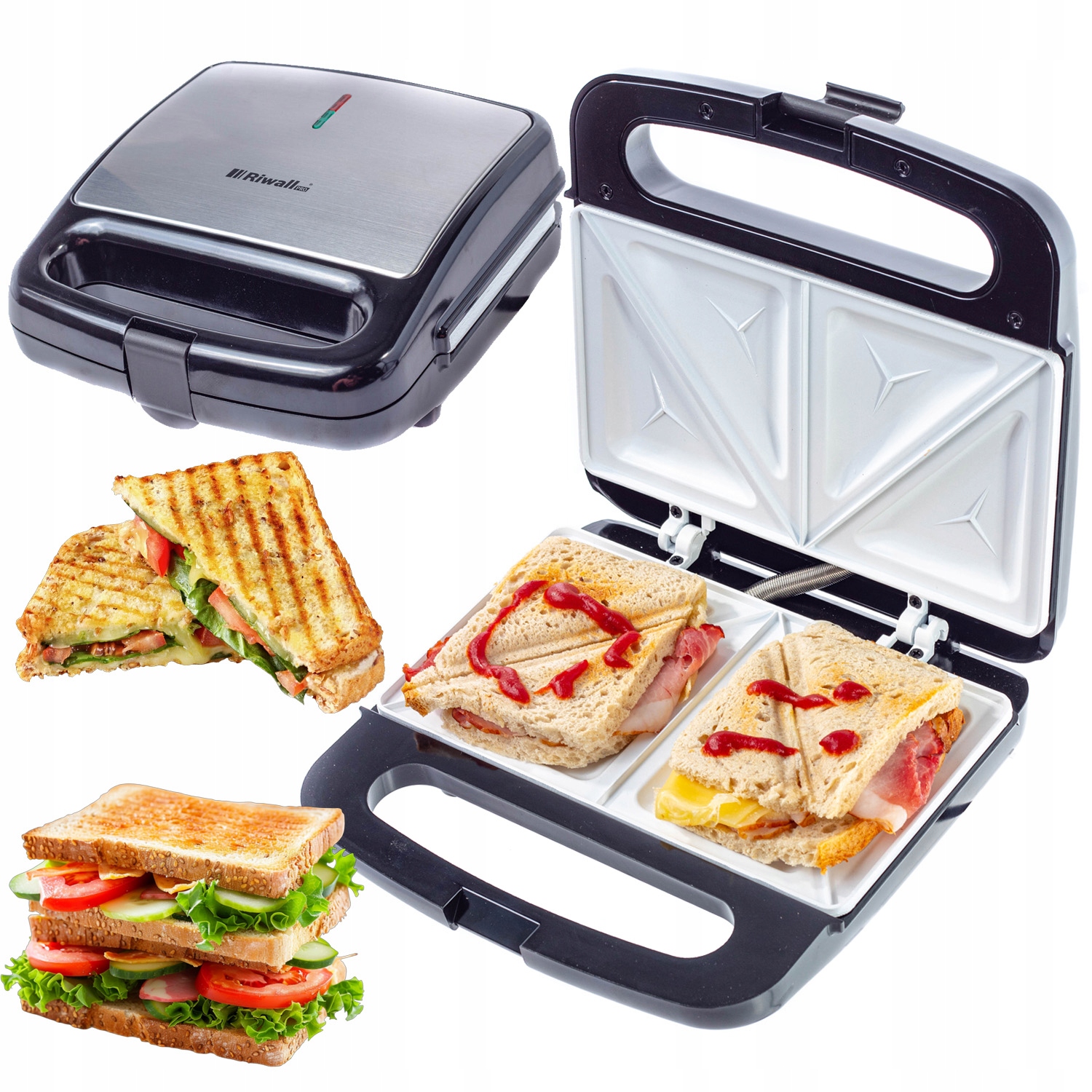 TOSTER OPIEKACZ DO KANAPEK TOSTÓW NIEPRZYWIERAJĄCA POWŁOKA RIWALL RTO-01