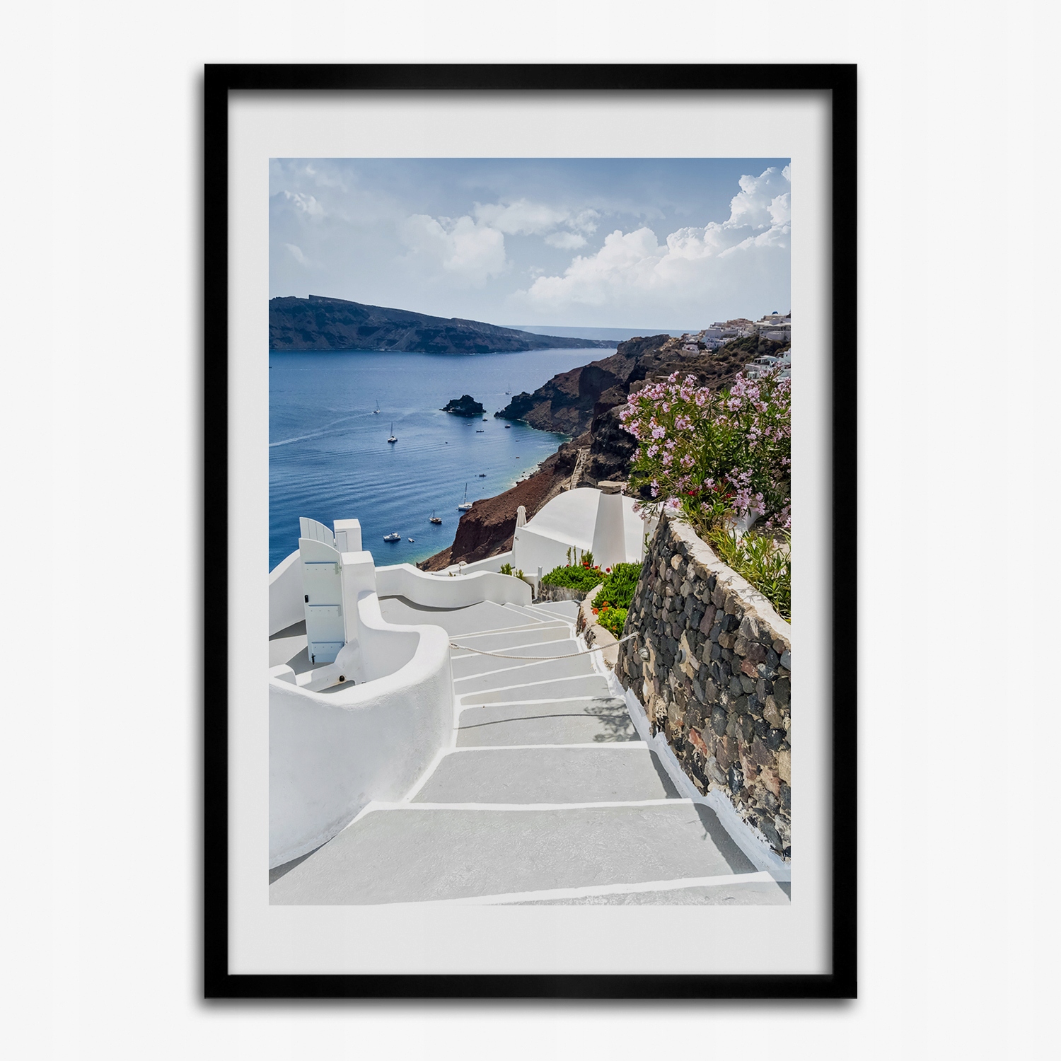 Rámeček s obrazem do obývacího pokoje Santorini Řecko 70x100
