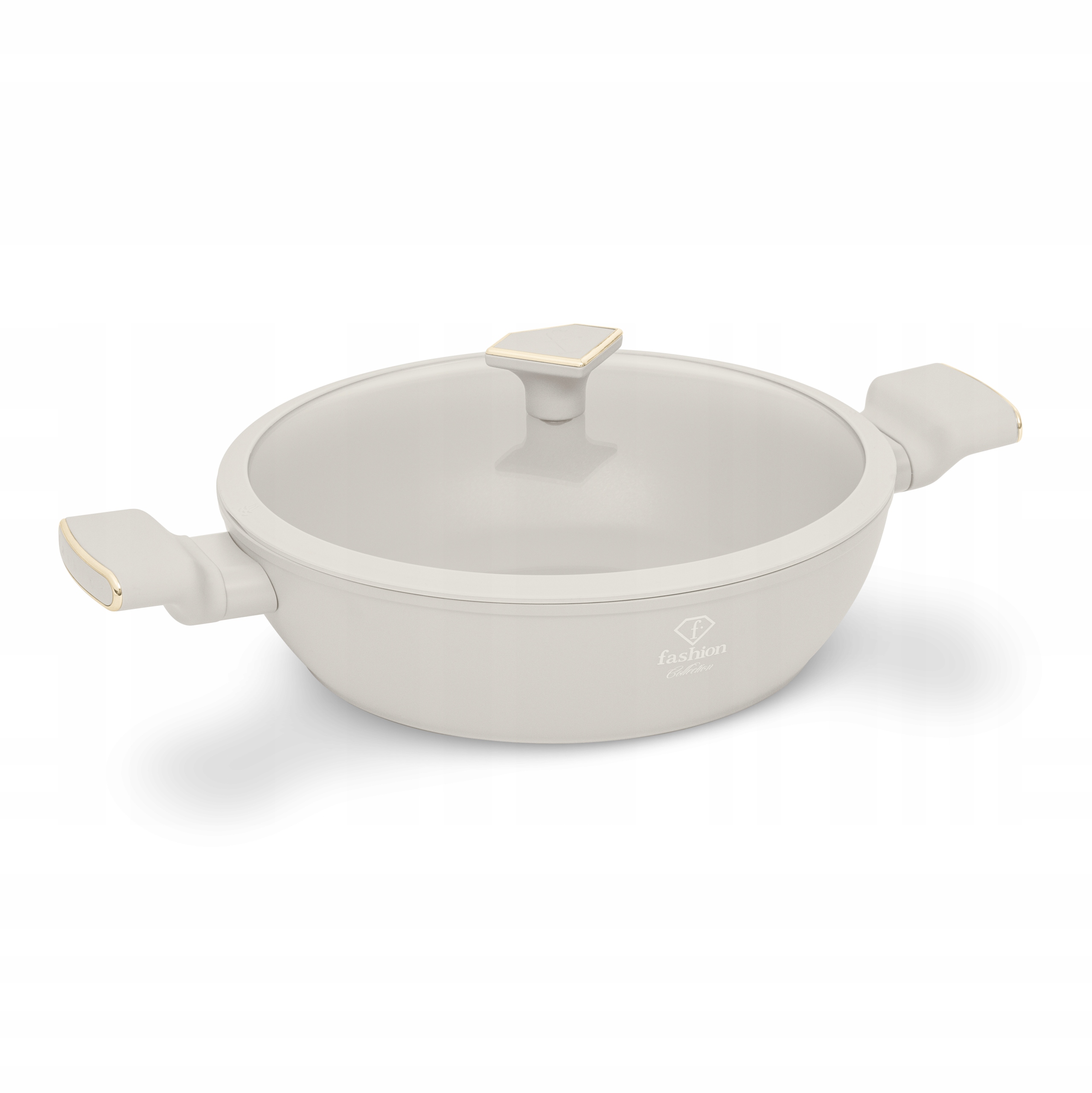 Hrniec s pokrievkou 28 cm, Fashion FTV-0066 Matte Cream-Gold