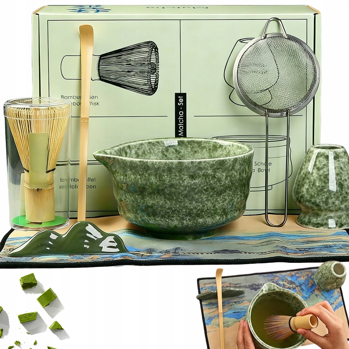 Levně Bambusová Sada Na Výrobu Matchy, Šlehací Metla, Lžíce, Metla 7V1