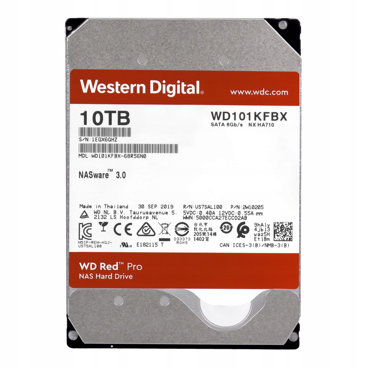 Wd Red Pro 101KFBX 10TB 7200RPM 256MB Cache Sata 3