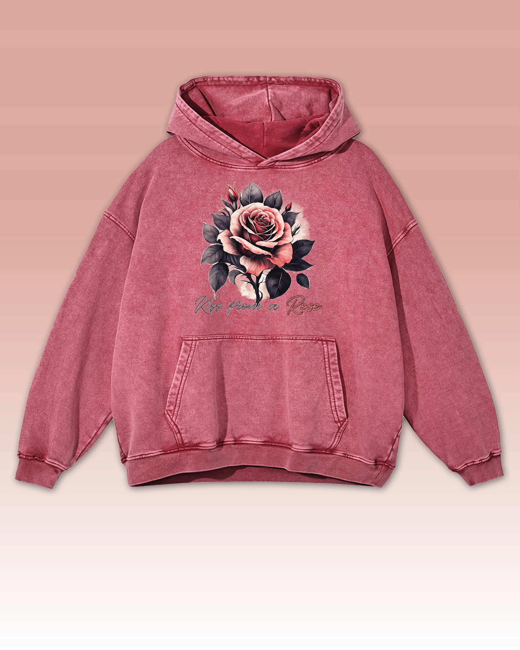 Mikina Kiss from a Rose Oversize Polibek Růže Květina Romantika Červená XXL