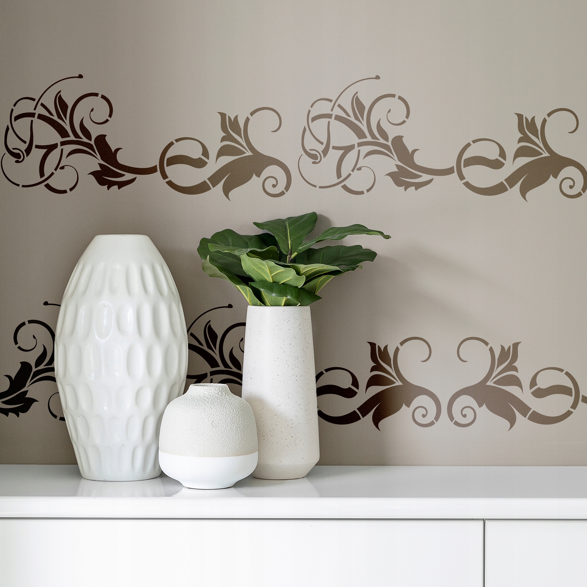 Szablon Malarski BORDIURA Wielorazowy 21x45cm Border ROŚLINY Dekor LIŚCIE Marka Nakleo