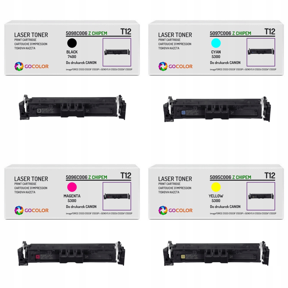 Nowy 4x Toner T12 Cmyk z Chipem do Canon i-SENSYS X C1333iF C1333i