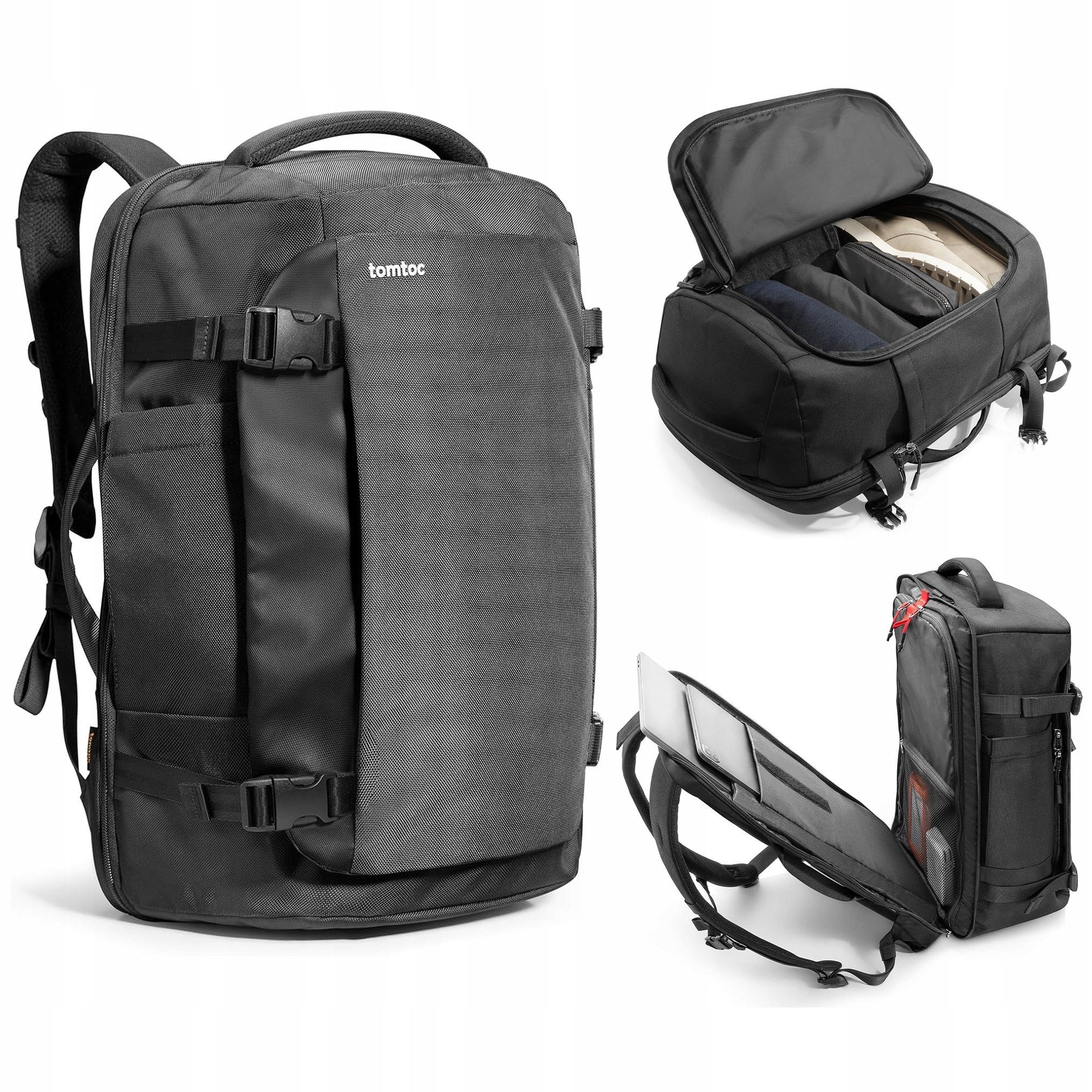 Batoh na notebook 17" Tomtoc Navigator-A82 Cestovní 40L 52x33x23 cm Černý