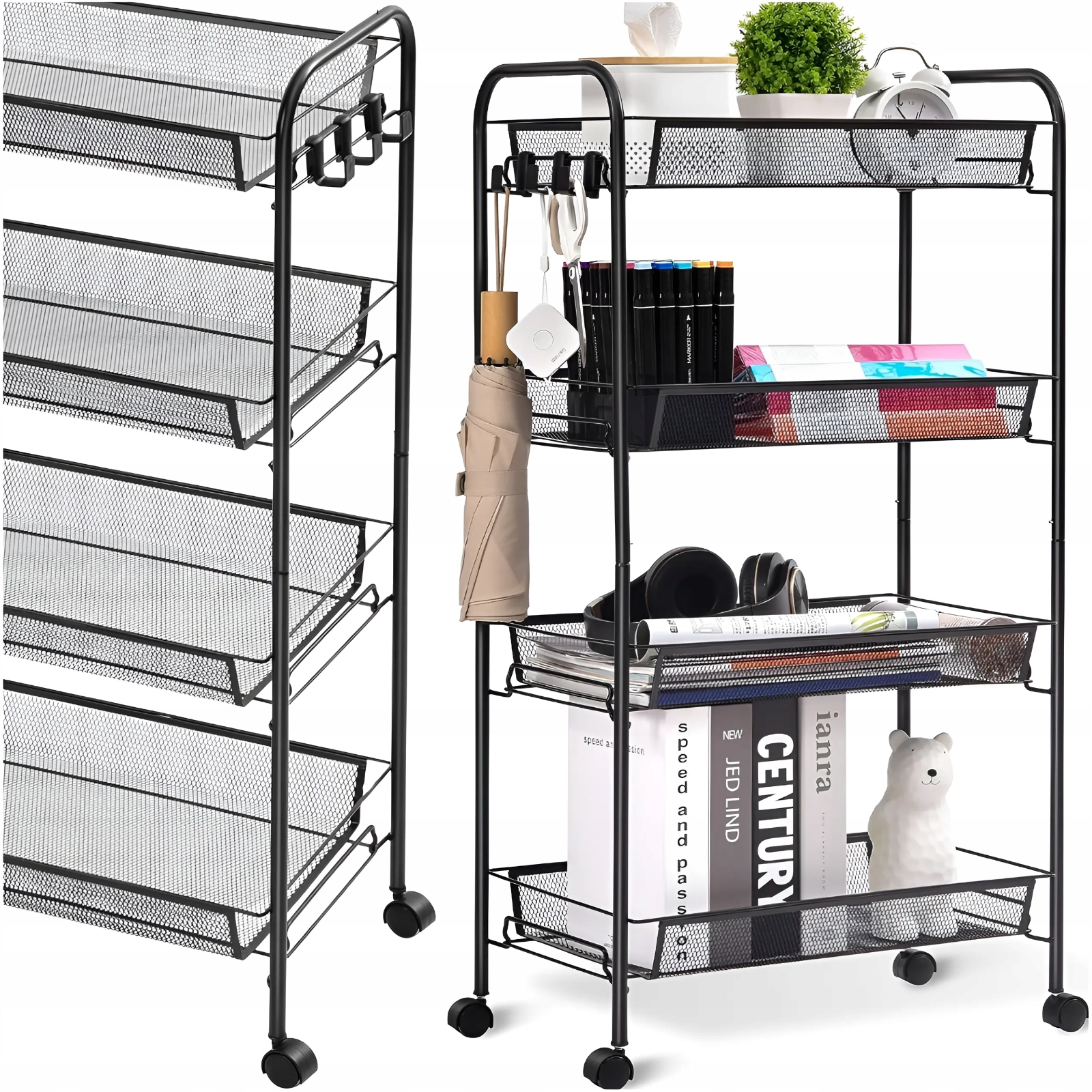 MOBILNY REGAŁ KUCHENNY BIUROWY STOLIK NA KÓŁKACH OWOCE WARZYWA WÓZEK LOFT