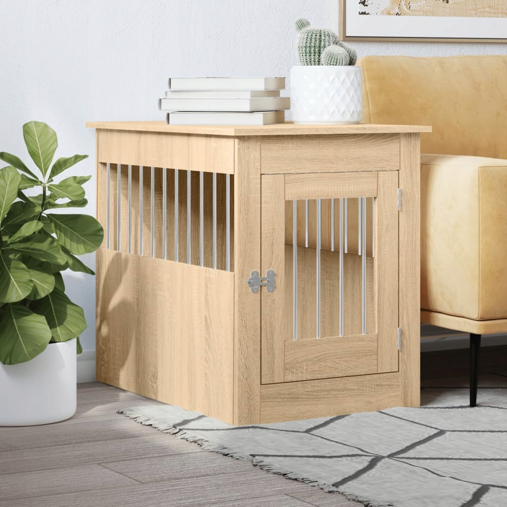 Fionshop 262673305 Psí bouda a koncový stolek dub sonoma 55 x 80 x 68 cm